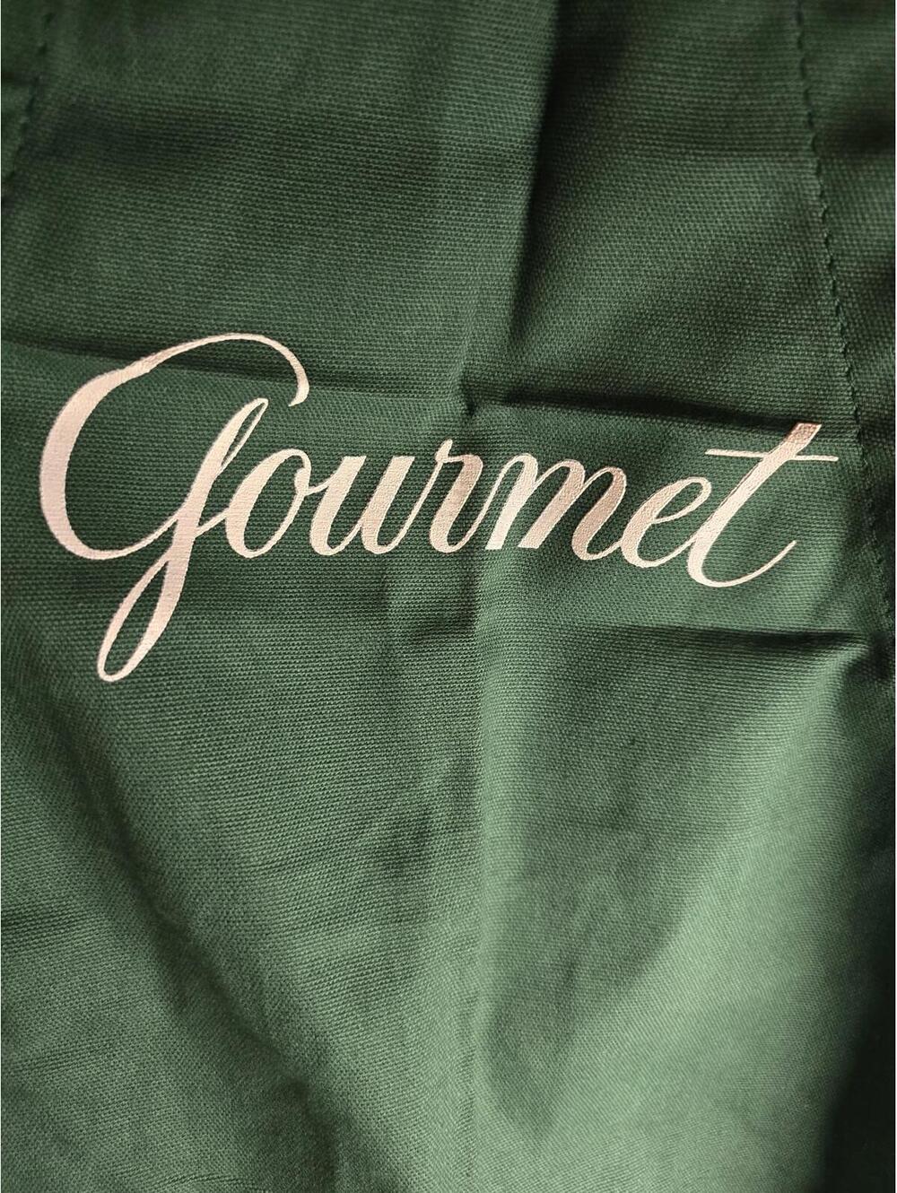 Vintage Green 'Gourmet' Full Apron with White Straps and Pocket